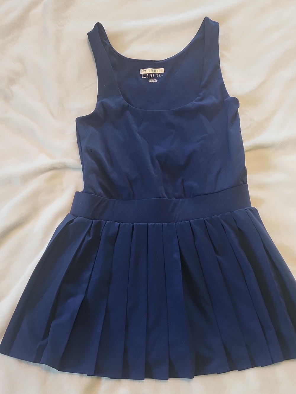Forever 21 Navy Pleated Tank Dress With with Shorts